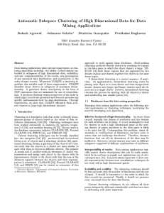 Automatic Subspace Clustering of High Dimensional Data for Data