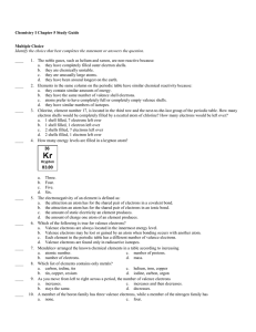 Chemistry I Chapter 5 Study Guide Multiple Choice Identify the