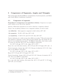 5 Congruence of Segments, Angles and Triangles