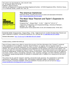 The American Statistician The Mean Value Theorem and Taylor`s