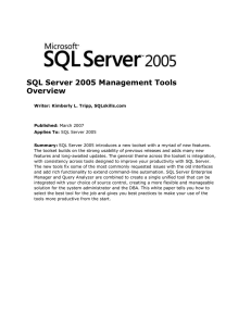 SQL Server 2005 Management Tools Overview