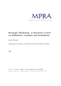 Strategic Marketing. A literature review on definitions, concepts and