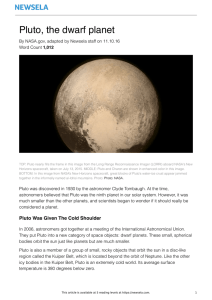 Pluto, the dwarf planet