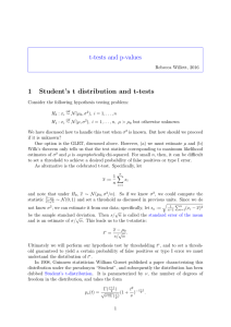 t-tests and p-values 1 Student`s t distribution and t