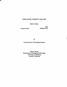 POPULATION VIABILITY ANALYSIS Mark S. Boyce Journal Article