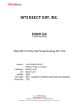 intersect ent, inc. form 8-k