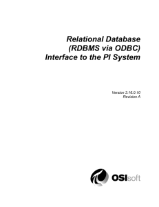 Relational Database (RDBMS via ODBC) Interface to PI System