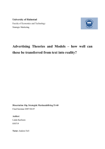 Advertising Theories and Models œ how well can these be