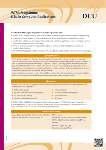 DCU - INTRA Programme - B.Sc. in Computer Applications