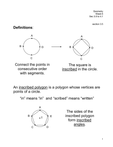 Definitions: An inscribed polygon is a polygon whose vertices are
