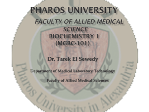 Pharos university Faculty of Allied Medical SCIENCE Biochemistry 1