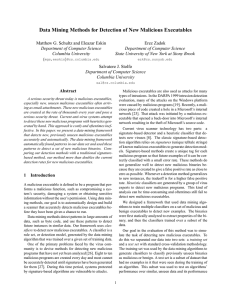 Data Mining Methods for Detection of New Malicious Executables