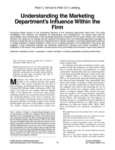 Understanding the Marketing Department`s Influence Within the Firm