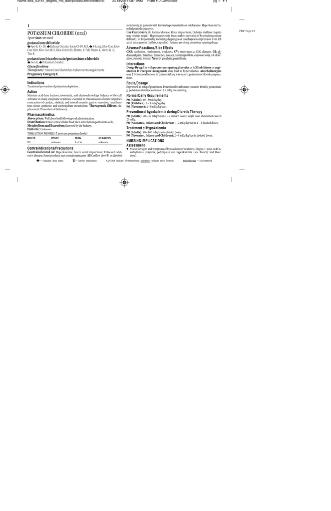 Potassium Chloride Oral Fa Davis