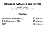 My Current DB Projects and General Database Trends