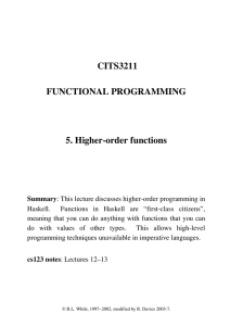 CITS3211 FUNCTIONAL PROGRAMMING 5. Higherorder functions