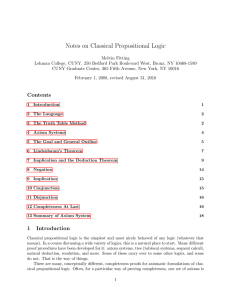 Notes on Classical Propositional Logic