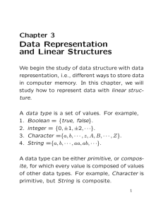 Data Representation and Linear Structures