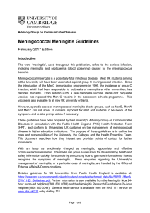 Meningococcal Meningitis Guidelines