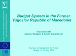 Budget System in the Former Yugoslav Republic of - sigma