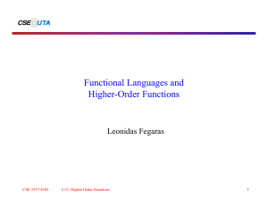 Functional Languages and Higher