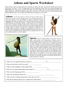 Athens and Sparta Worksheet