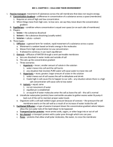 BIO 1: CHAPTER 4 – CELLS AND THEIR ENVIRONMENT Passive