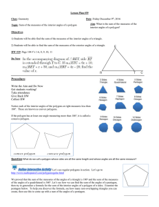 Topic: Sum of the measures of the interior angles of a polygon