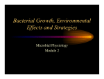 Bacterial Growth, Environmental Effects and Strategies