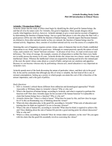 Aristotle Reading Study Guide Phil 240 Introduction to Ethical