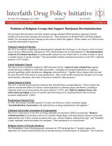 Positions of Religious Groups that Support Marijuana