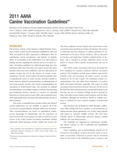 2011 AAHA Canine Vaccination Guidelines*