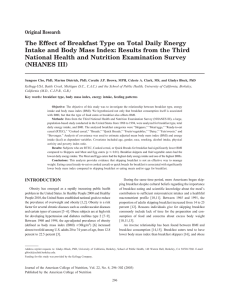 The Effect of Breakfast Type on Total Daily Energy Intake and Body
