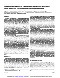 Plasma Pharmacokinetics of Adriamycin and