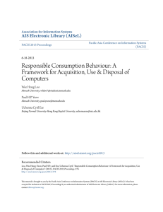 Responsible Consumption Behaviour: A Framework for Acquisition