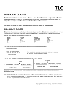 dependent clauses