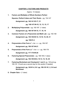 Factors and Products Student Notes