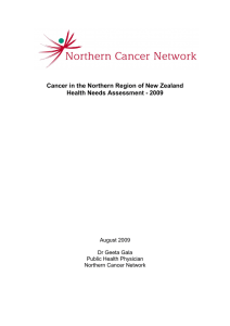 Cancer in the Northern Region of New Zealand Health Needs