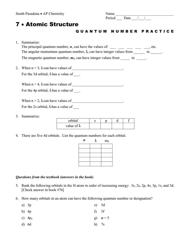 apch20_quantum For Quantum Numbers Practice Worksheet