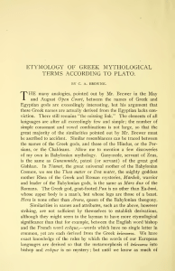 Etymology of Greek Mythological Terms According to
