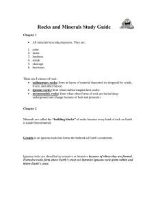 Rocks and Minerals Study Guide