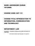 name: aderibigbe zainab yetunde course code: gst 115