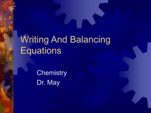 Writing And Balancing Equations