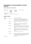 ENVIRONMENTAL RISK MANAGEMENT AUTHORITY DECISION