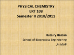 PHYSICAL CHEMISTRY ERT 108 Semester II 2010