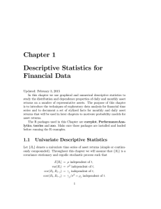 Chapter 1 Descriptive Statistics for Financial Data