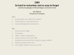 1989: So hard to remember and so easy to forget