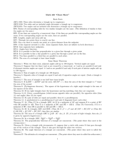 Math 460 “Cheat Sheet” Basic Facts (BF1) SSS: Three sides