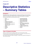 Descriptive Statistics - Summary Tables