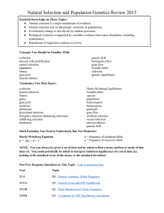 Natural Selection and Population Genetics Review